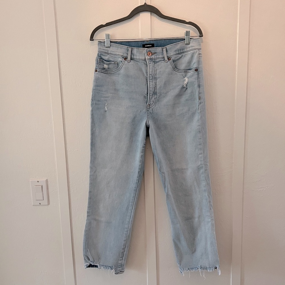 Express Jeans, Straight Fit, High Waist, Cropped Ankle, Size 10